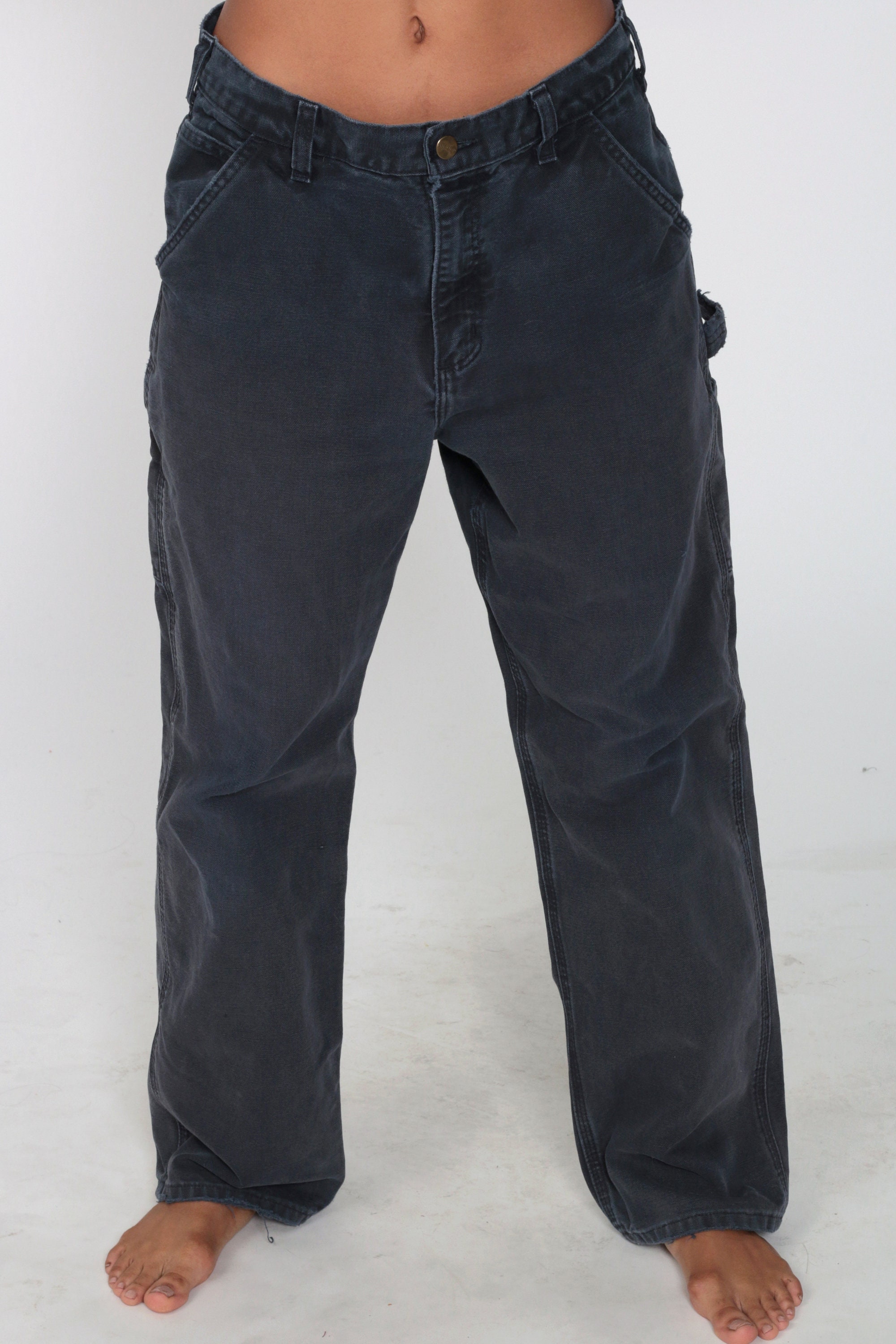 Navy Carhartt Jeans 90s Workwear Blue Boyfriend Relaxed Work Pants Baggy Cargo Utility Straight