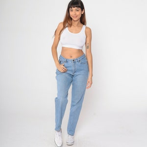 90s DKNY Jeans In Women We Trust High Waisted Rise Mom Jeans Tapered Leg Blue Denim Pants Retro Streetwear Relaxed Vintage 1990s Large 12 31