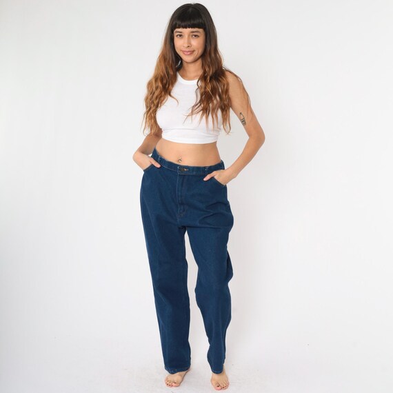 Vintage 80s Wrangler Jeans Dark Blue Straight Leg Western Jeans Denim Pants High Waist Jeans 1980s Extra Large xl 36 Waist x 32