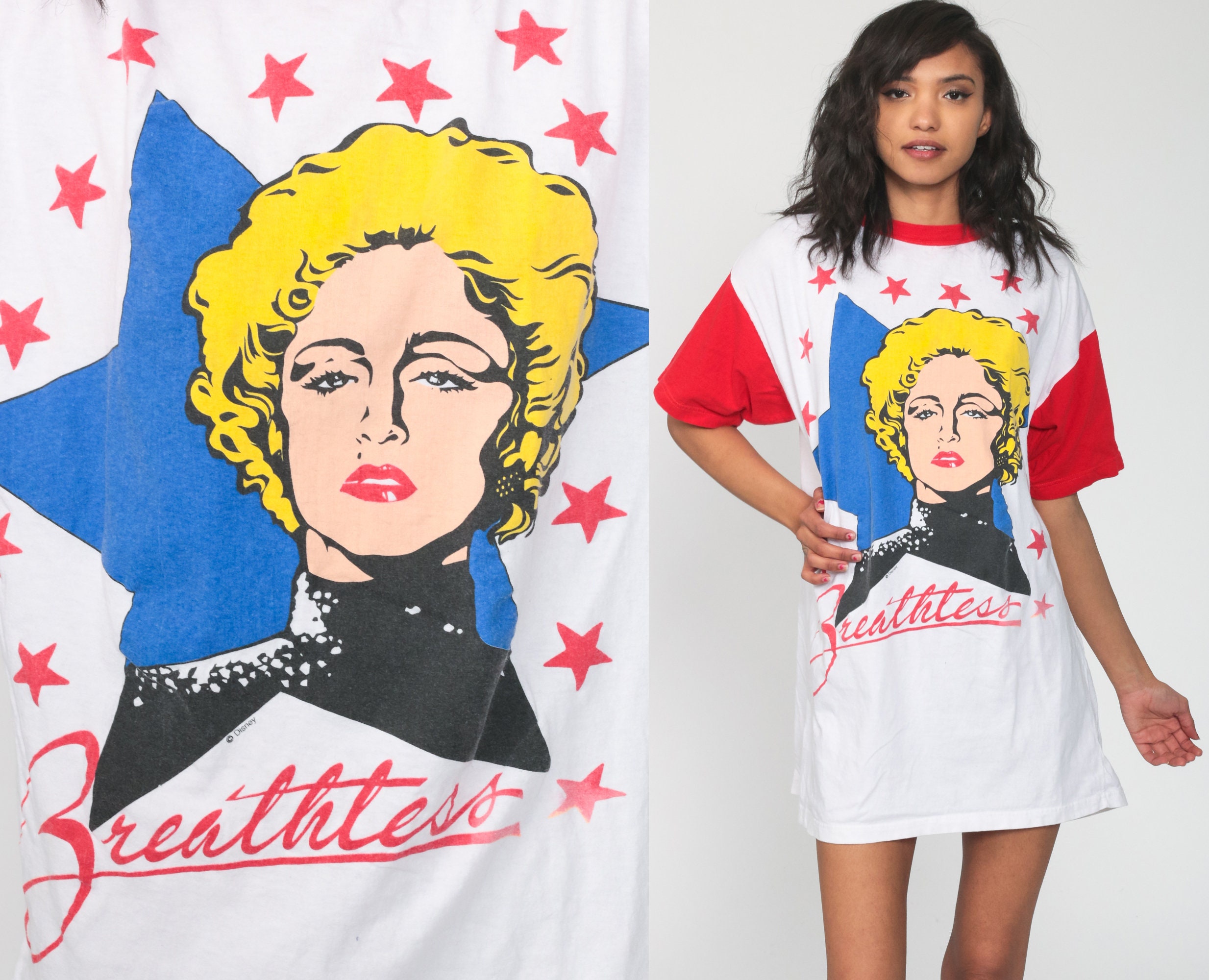 Vintage Madonna 1990 T-shirt Dick Tracy Breathless Black