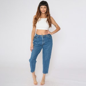 Vintage 80s Cropped Jeans High Waisted Jeans Tapered Ankle Leg Jeans 90s Mom Blue Denim Pants Retro Relaxed Basic 1980s Chic Medium 29