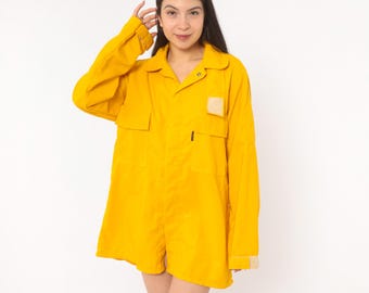 Yellow Wildland Fire Shirt 2000s National Fire Fighter Corp Utility Work Jacket Mustard Gold Workwear Gorpcore Outdoor Camp Medium M