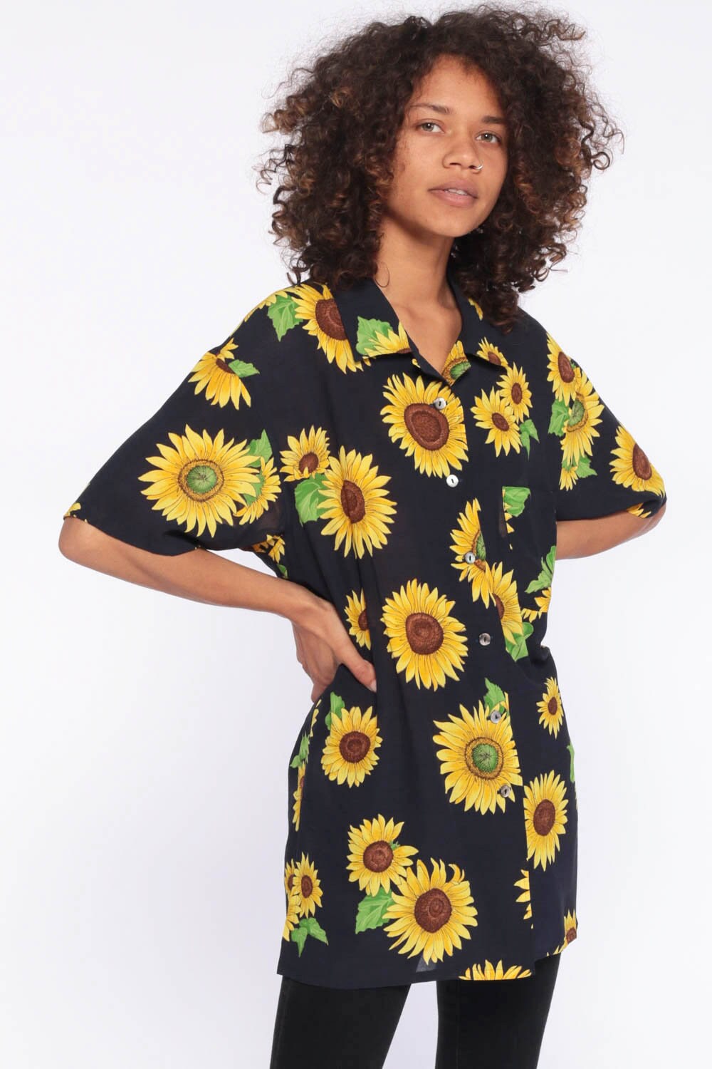 black vintage button up shirt