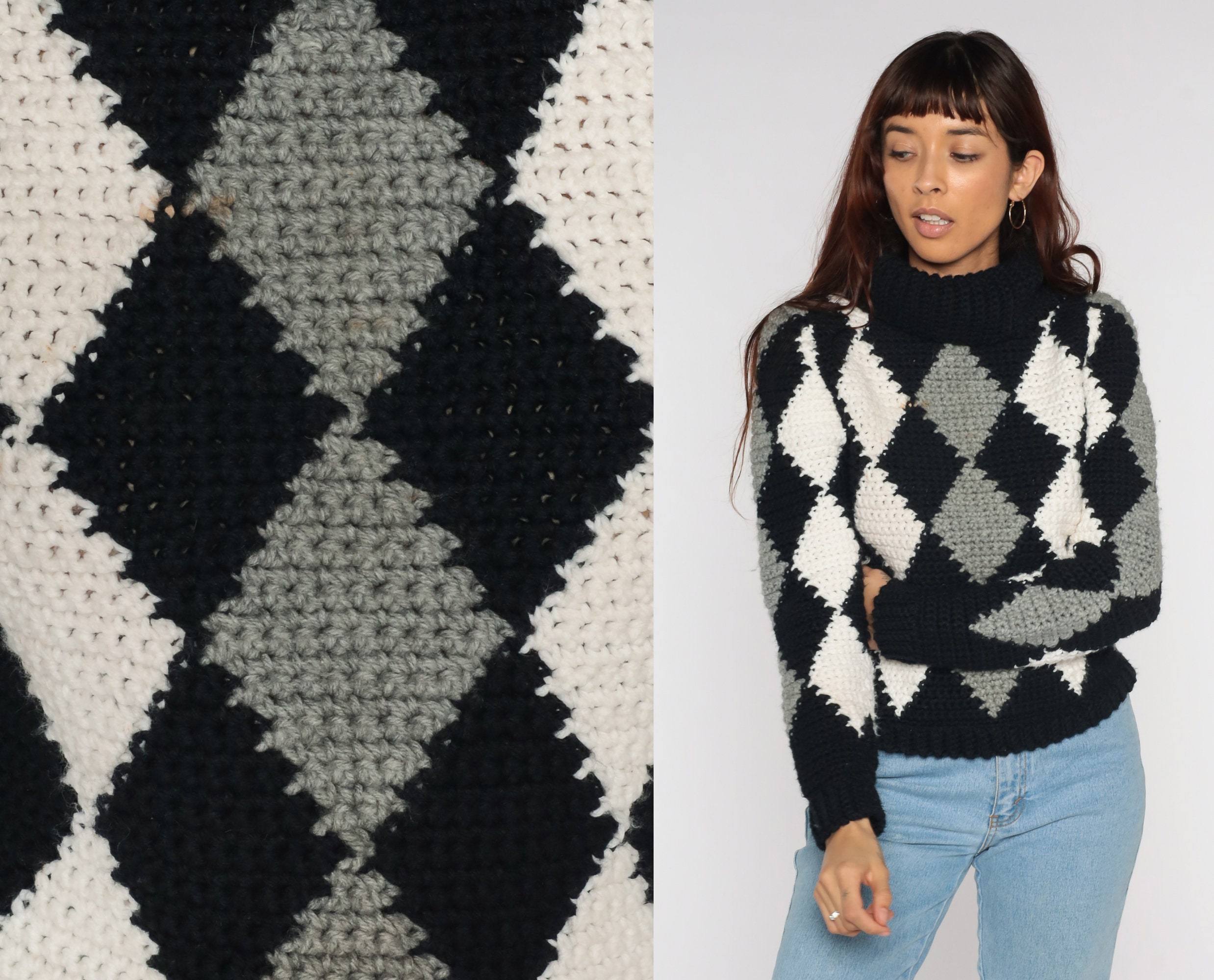 Geometric Knit Sweater 80s DIAMOND 