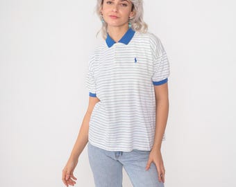 Vintage 90s Y2k Polo Ralph Lauren Sport Black and Red Stipe Polo