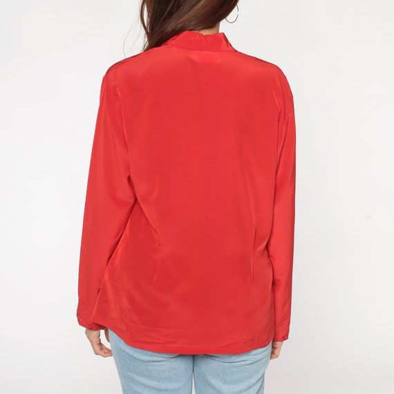 Red Blouse 80s Button up Shirt Pendleton Top Plai… - image 4
