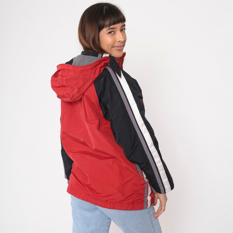 Reversible Nike Jacket 00s Hooded Fleece Windbreaker Zip Up Nylon Shell Red Grey Streetwear Sportswear Warmup Hood Vintage Extra Large xl image 2