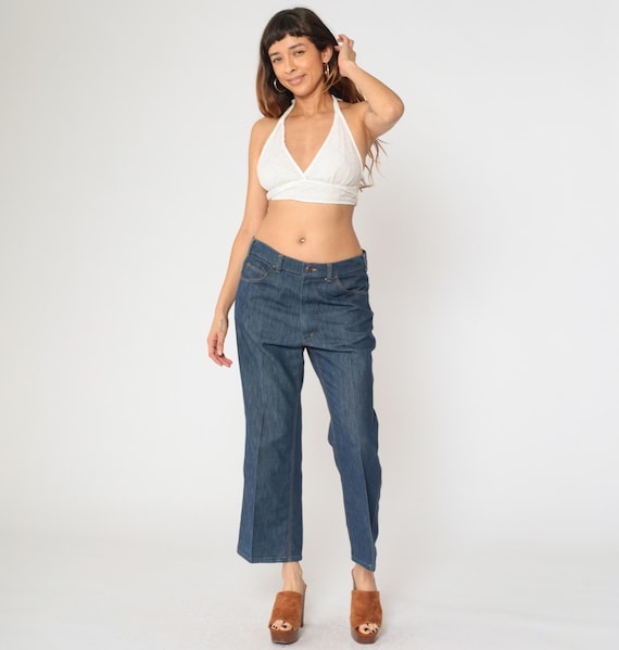 Vintage Flared Levi Jeans 80s Dark Wash Indigo Denim Bell Bottoms Jeans High Waisted Pants Levis High Rise Flares 1980s Men's Medium