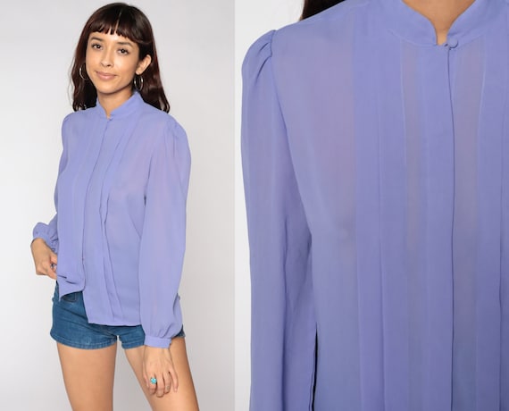Vintage Chiffon Blouse Purple Puff 