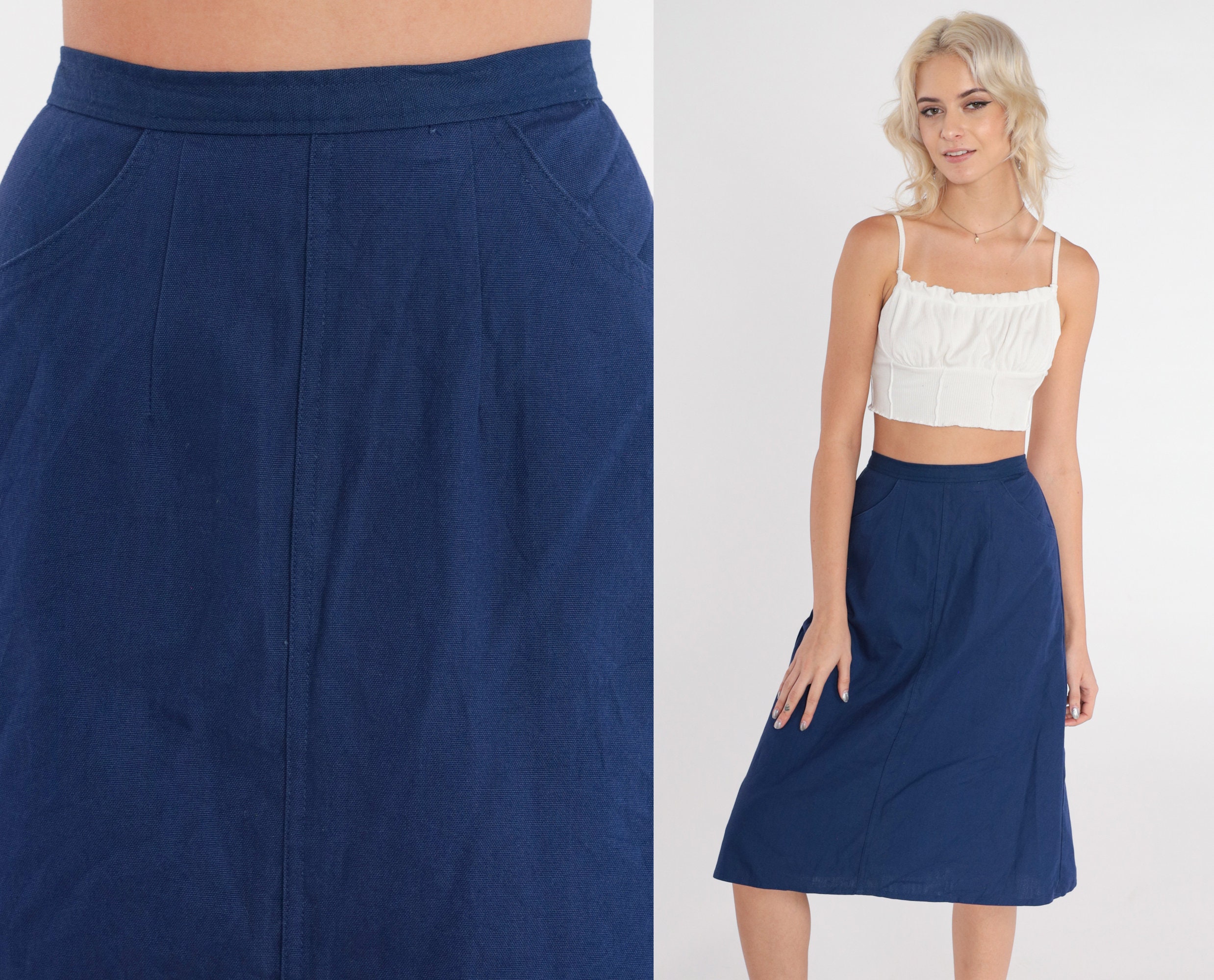 Navy blue top skirt midi