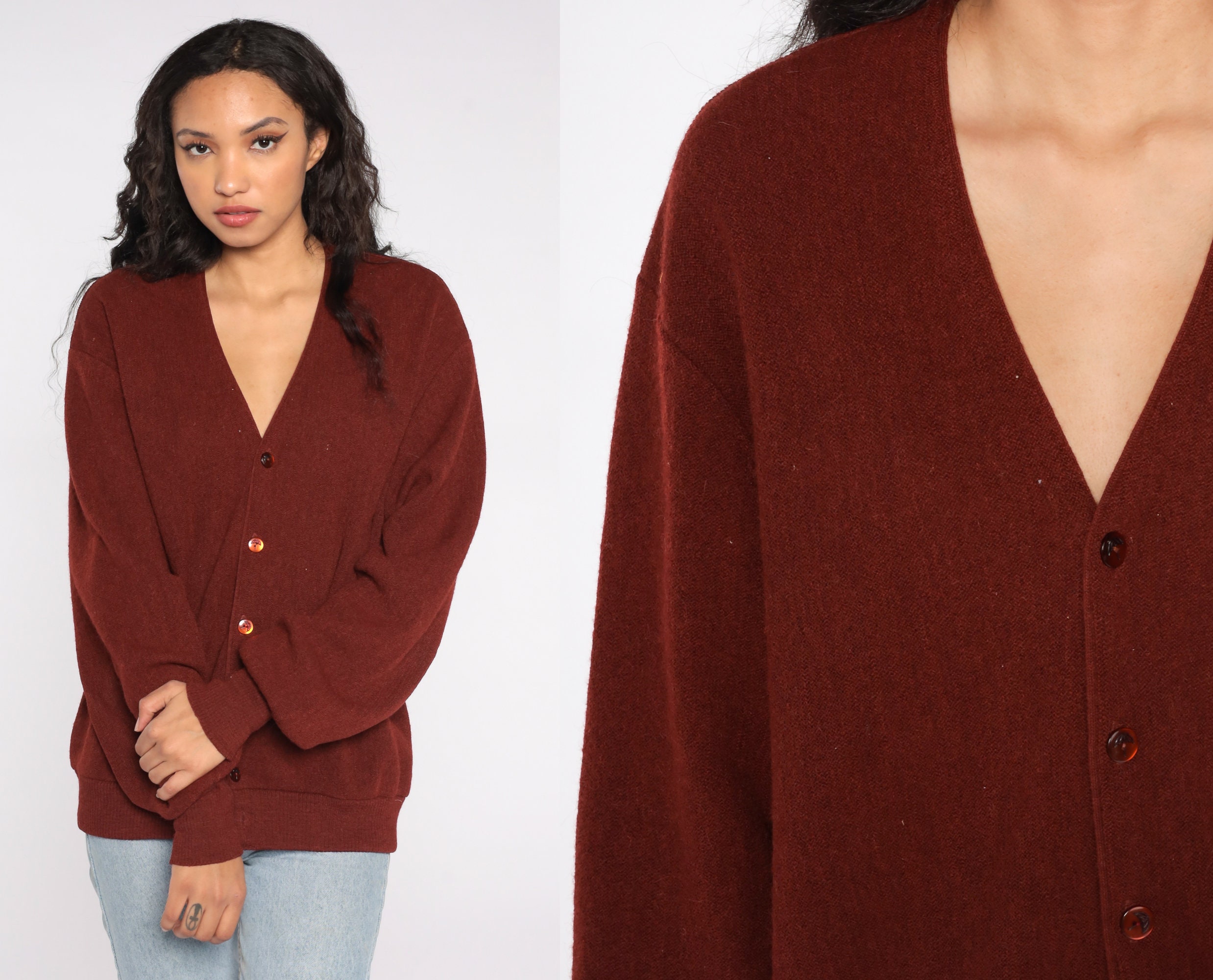 Brown Cardigan Sweater Grandpa Sweater 