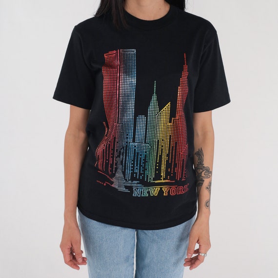 New York Shirt 90s NYC T-Shirt Colorful Shiny Cit… - image 6