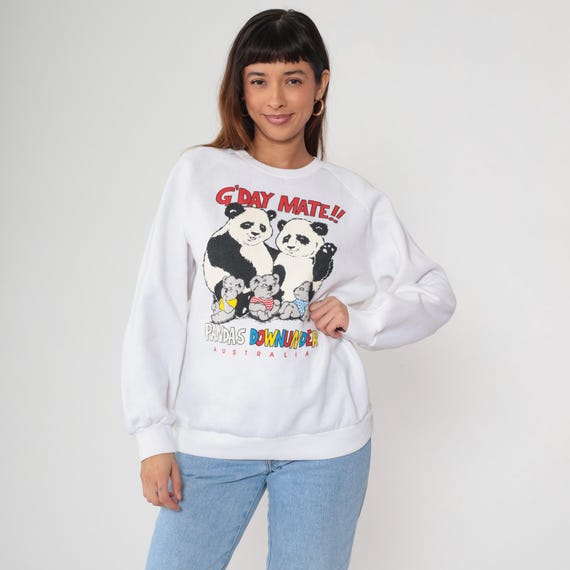 Australia Sweatshirt Pandas Down Under 80s Koala Shirt Kangaroo Slouchy Jumper Bear Animal Pullover 1980s Vintage Medium M