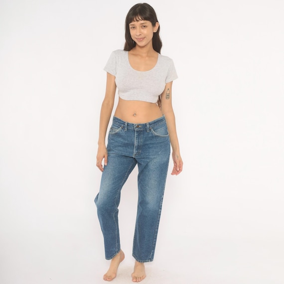 Lee Straight Leg Jeans 2000s Medium Wash Denim Blue Cotton Pants Mid Rise Faded Broken In Dad Style Relaxed Trouser Vintage 34 x 30