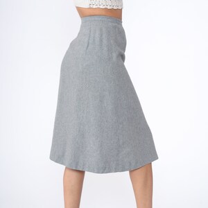 Grey 70s Skirt Button Up Midi Skirt High Waisted 70s Mod Skirt Acrylic Wool Blend High Rise Retro 1970s Vintage Bobbie Brooks Extra Small xs image 7