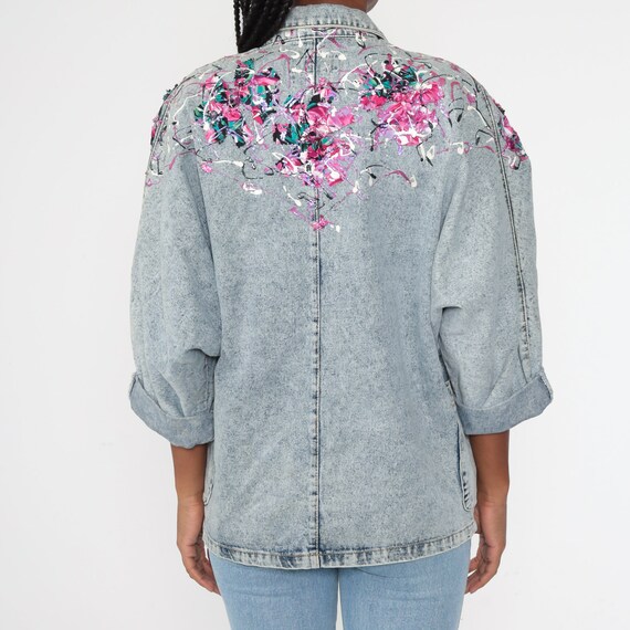 90s Denim Jacket Paint Splatter ACID WASH Jean Jacket… Gem