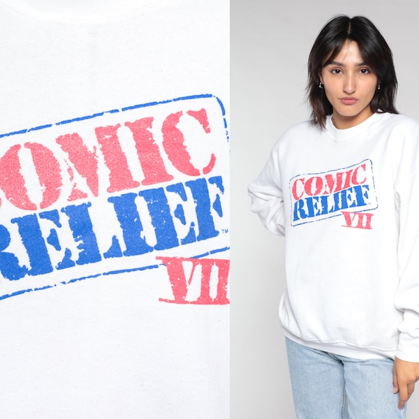 Comic Relief 7 Sweatshirt 1995 Comedy Shirt Robin Williams Whoopi Goldberg Billy Crystal Dean Cain 90s Graphic Sweater Vintage 1990s XL