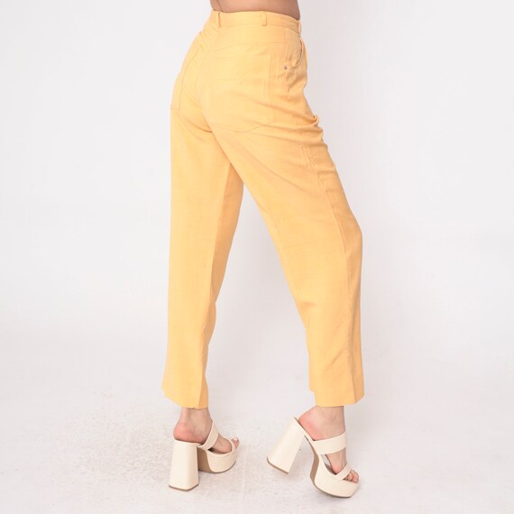 Light Orange Silk Pants 80s Pleated Trousers High… - image 5