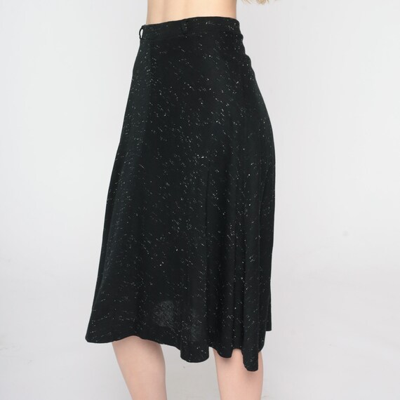 Black Glitter Skirt 80s Sparkly Metallic Knee Len… - image 5
