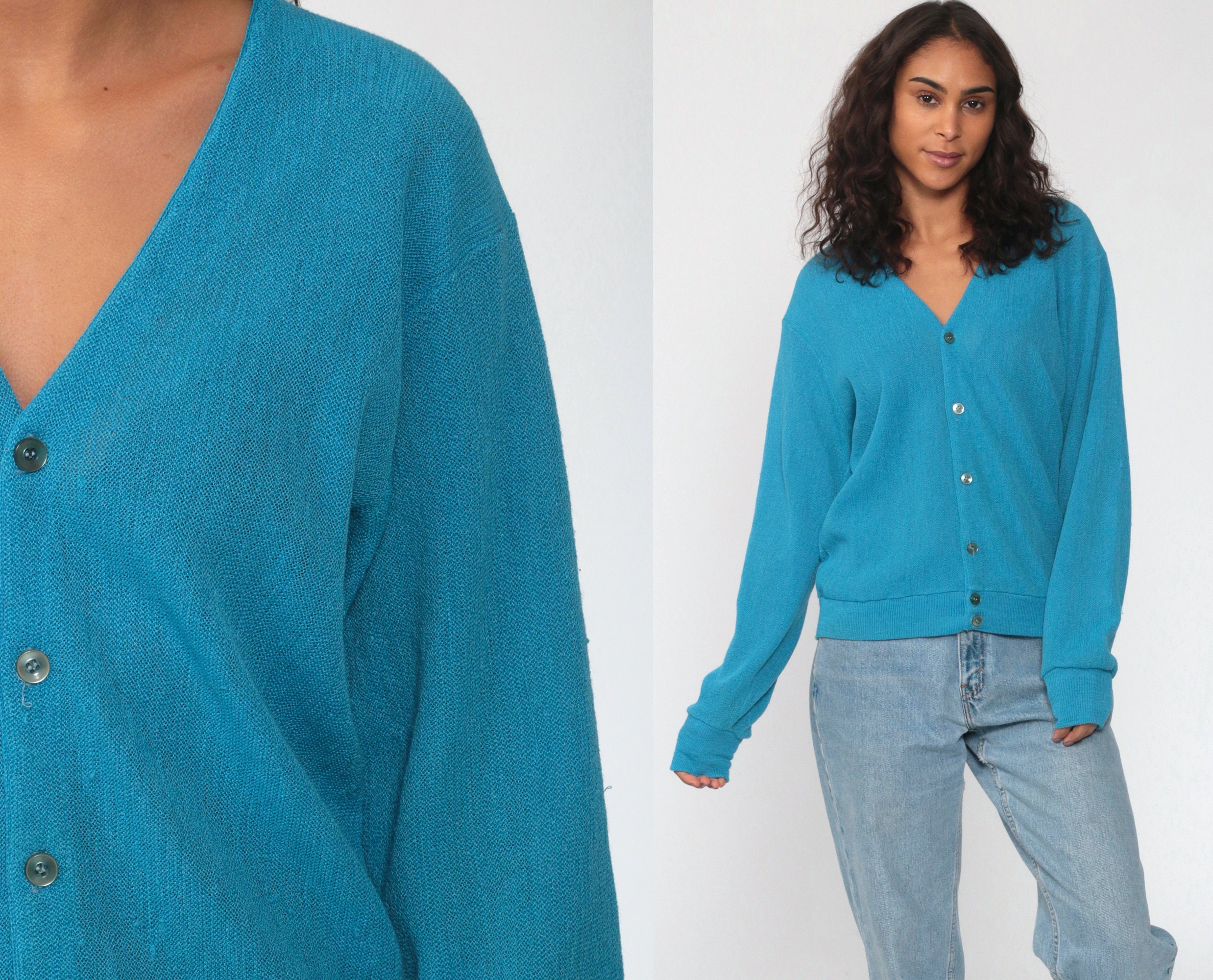 peacock blue cardigan