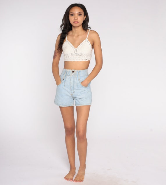 90s Denim Shorts Light Wash Jean Shorts Retro Lig… - image 2