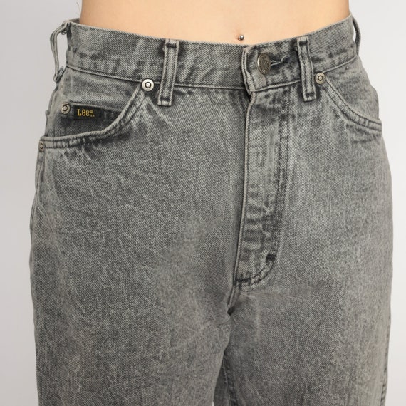 90s Lee Mom Jeans -- Grey Acid Wash Denim High Wa… - image 7