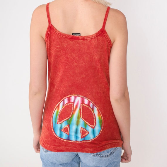 Peace Sign Tank Top Y2K Patchwork Hippie Shirt Em… - image 7