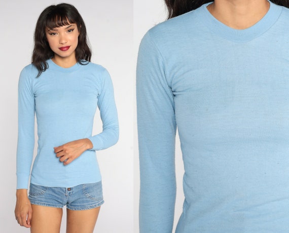 Buy Vintage Thermal Shirt Pastel Baby Blue Undershirt Long Sleeve