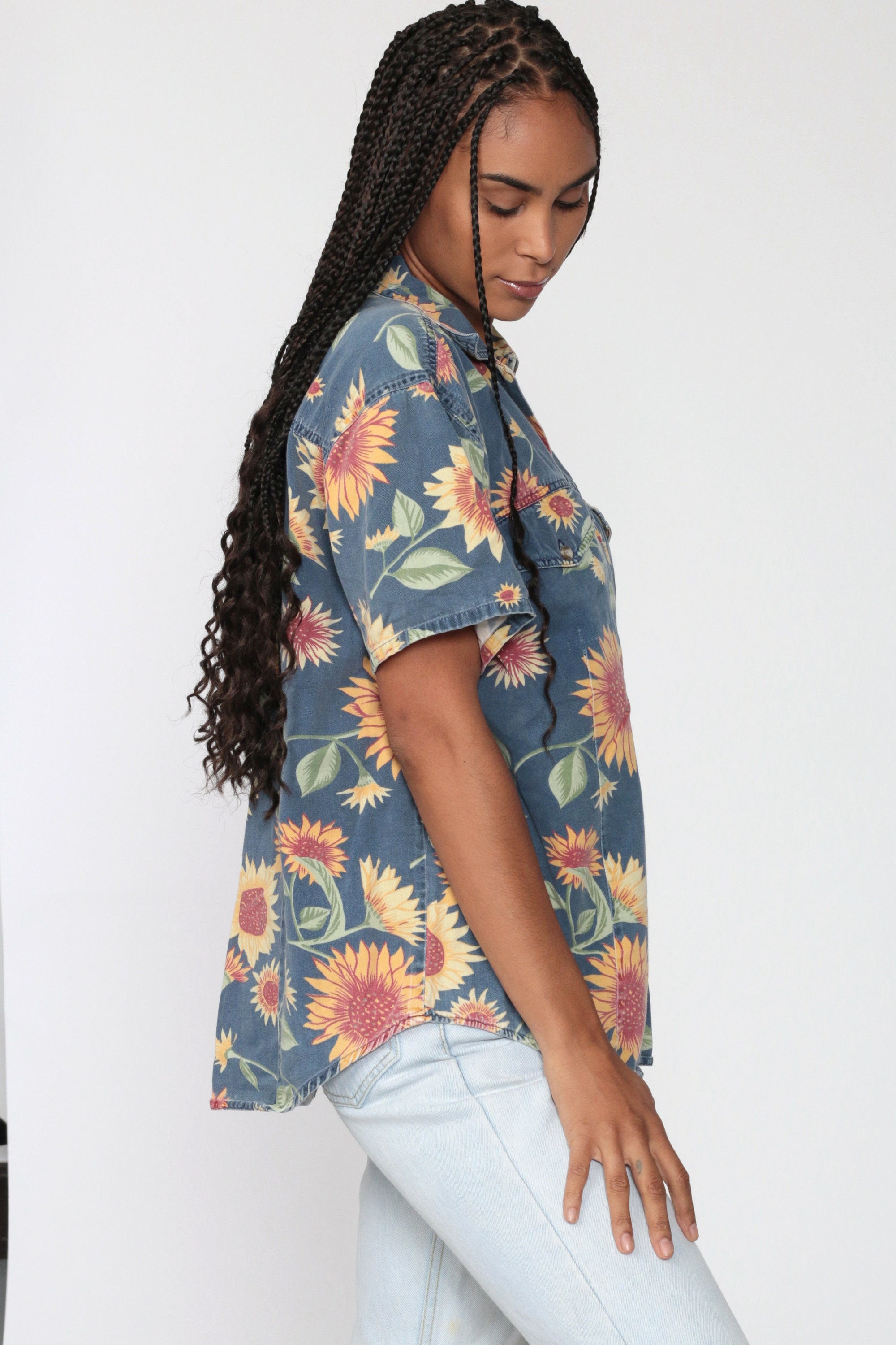 sunflower button up shirt