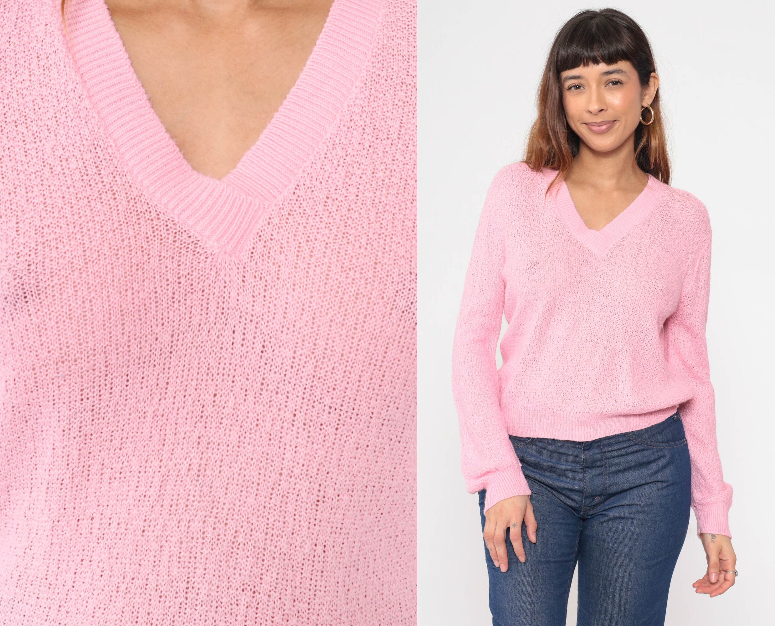 Baby pink v neck jumper sale