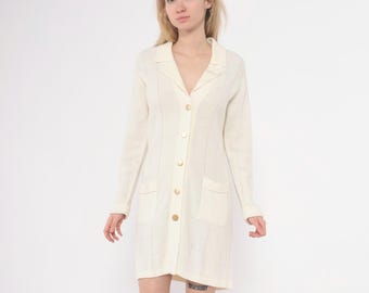 LRL Cream Foldover Button Down Cardigan/dress - Etsy