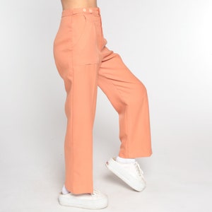 70s Trousers Peach Straight Leg Pants 1970s Trousers Pleated Trousers High Rise Waist Pants Vintage Seventies Small image 5