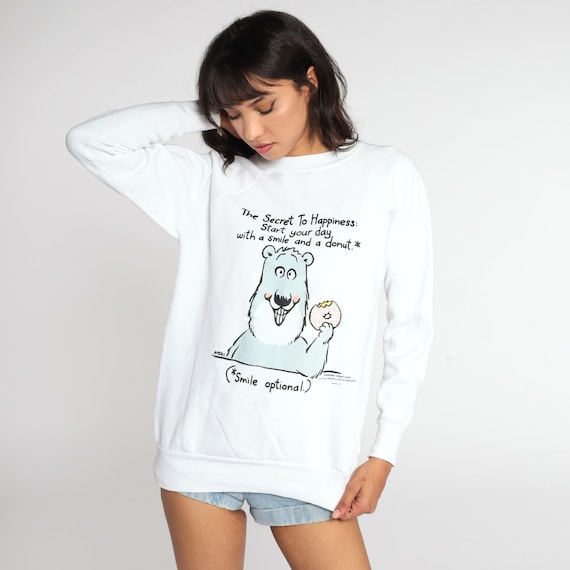 Donut Sweatshirt Shoebox Greetings Shirt Joke Shirt 90s Slouch Cartoon Pullover Vintage Hallmark Graphic Bear Kawaii Medium