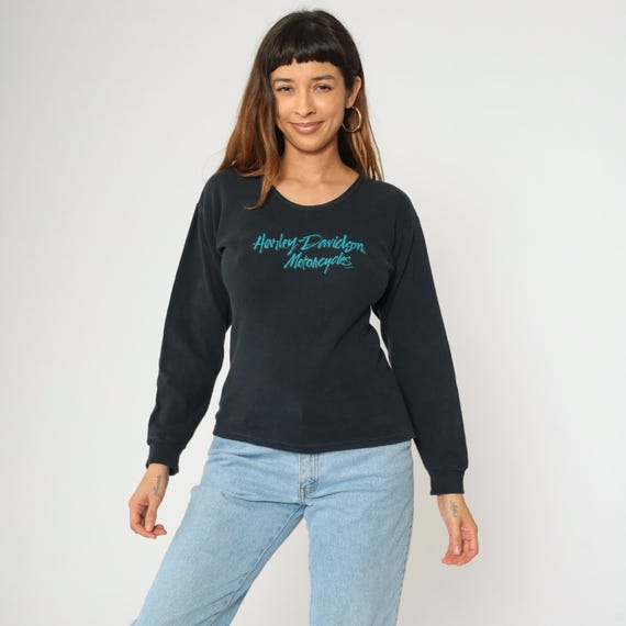 Y2K Harley Davidson T Shirt M Black Girly Biker Shirt 00s Centennial Park Pataskala Ohio Baby Tee Motorcycle Shirt Long Sleeve Medium