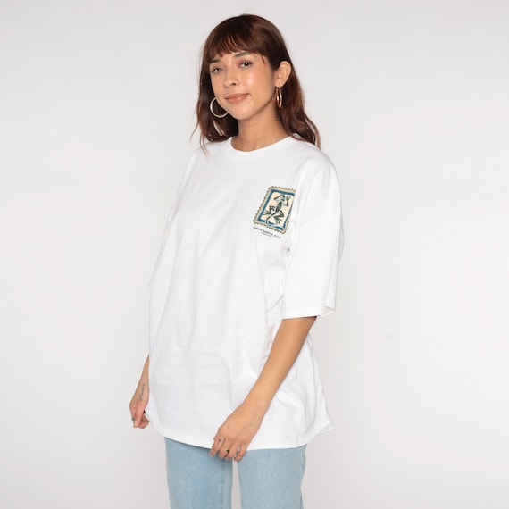 Vintage Todos Santos BCS Shirt 90s Iguana Rana Mexico T-Shirt Lizard Graphic Tee Beach TShirt White 1990s Cotton Crewneck XXL XL