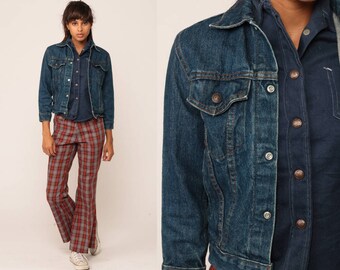 80s Denim Jacket LEVIS Jean Jacket Grunge Biker Levi Coat Trucker 1980s Indigo Blue Cropped Vintage Hipster Tiny Fit Extra Small xs xxs
