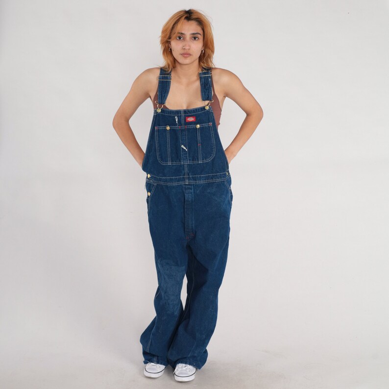 Men's Dickies Overalls 00s Dark Blue Denim Bib Overall Etsy