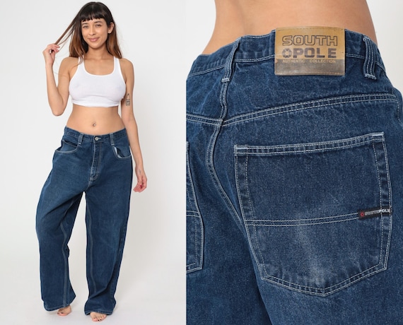 Y2K South Pole Jeans Relaxed High Rise Jeans Straight Leg Dark