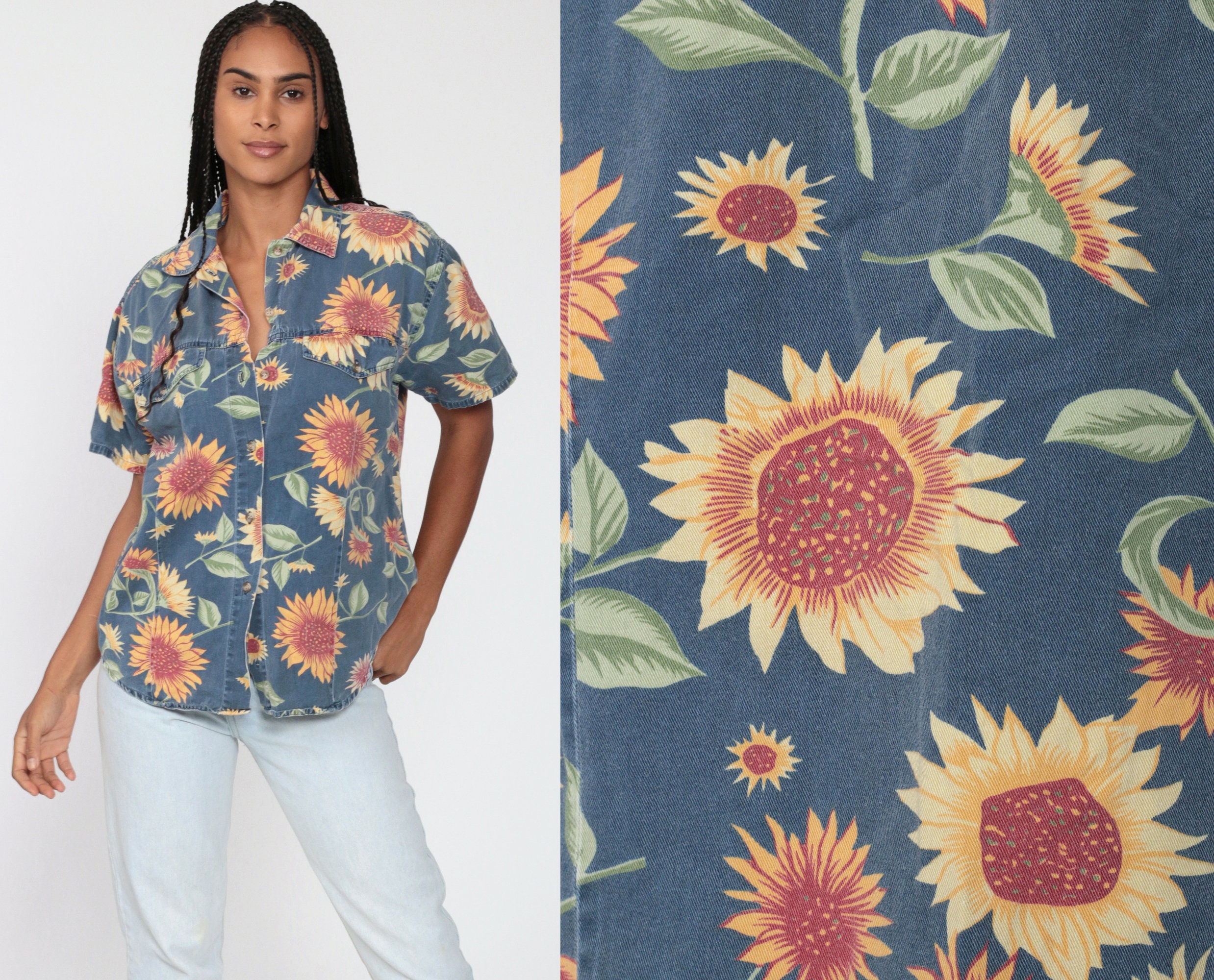 sunflower button up shirt