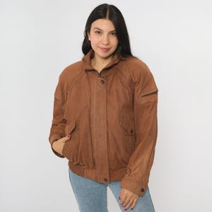 Vintage Brown Leather Jacket 90s Wilsons Bomber Jacket Zip Up Biker Moto Coat Motorcycle Rocker 1990s Adventure Bound Medium M