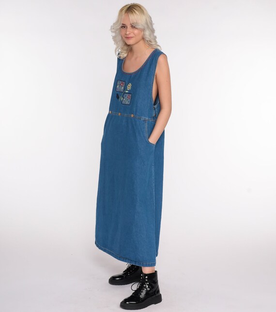 long denim overall dress