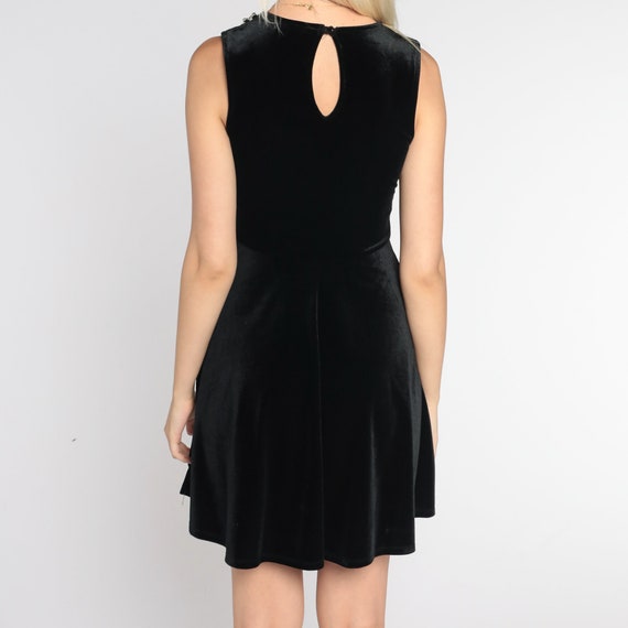 Velvet Skater Dress Y2k Black Mini Dress Rhinesto… - image 6