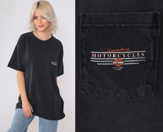 Vintage 2002 Harley-Davidson Big Twin Aruba T-Shirt Y2K Faded Black Graphic Tee Short Sleeve 00s Biker Shirt Extra Large xl