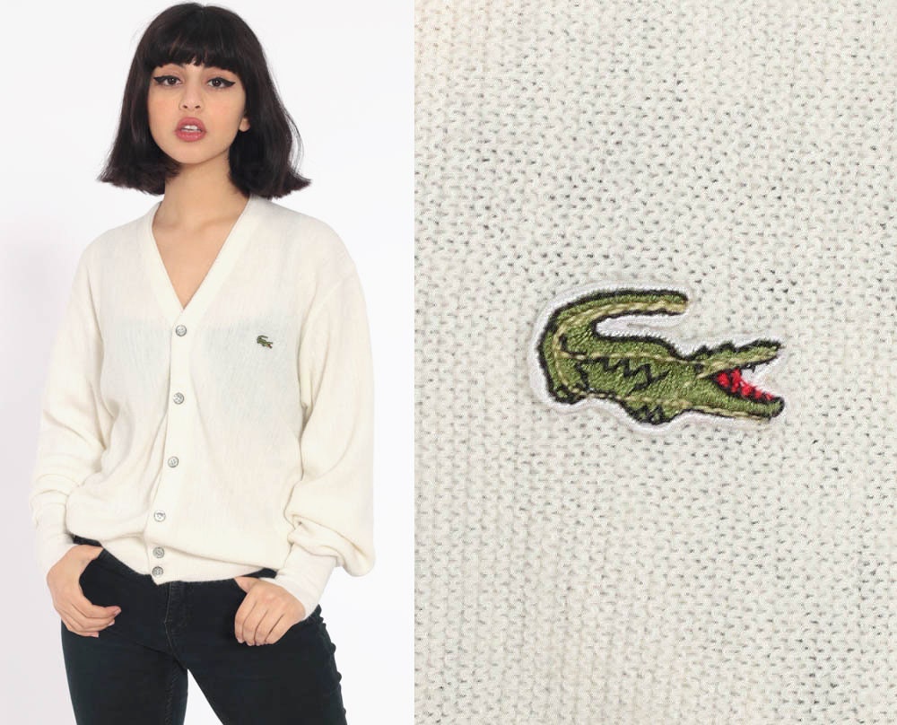 white lacoste sweater