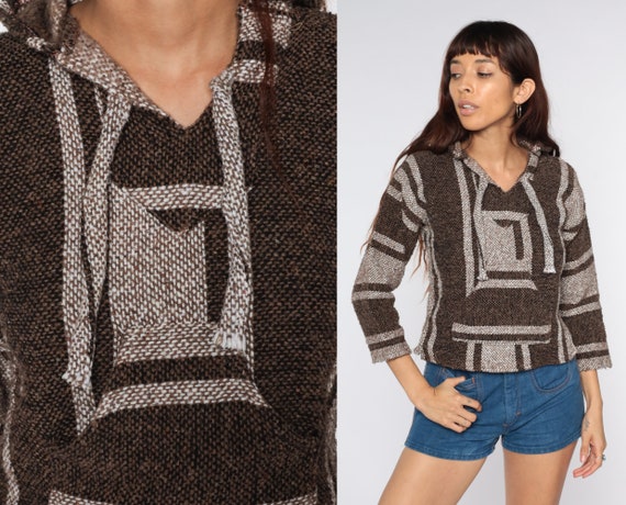 Baja Hoodie Brown Black Drug Rug Sweatshirt Brown Hippie Boho - Etsy Israel