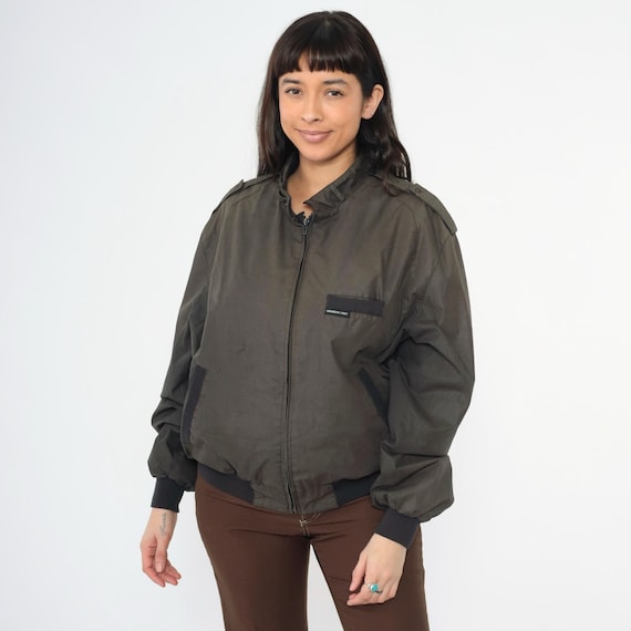 Vintage Members Only Jacket 80s Faded Brown Bomber Windbreaker Cafe Racer Moto Epaulette Coat 1980s Streetwear Distressed Men's Medium