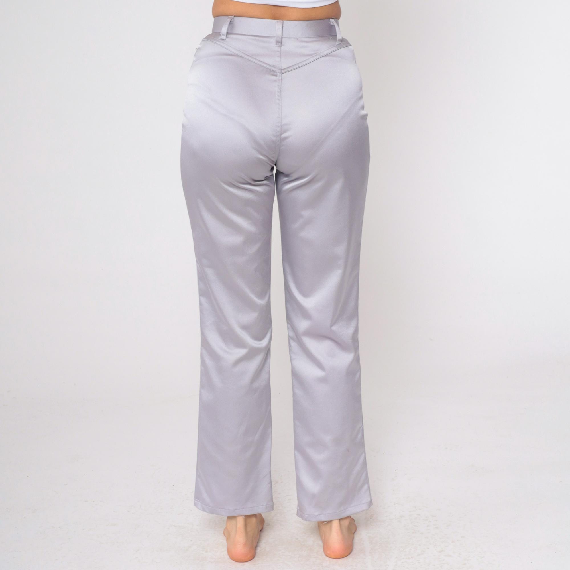 Vintage 90s Silver Satin Pants Shiny Metallic Forenza High Vintage 90s Silver Satin Pants Shiny Metallic Forenza High
