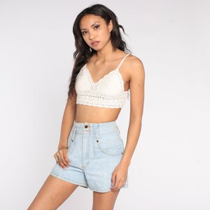 90s Denim Shorts Light Wash Jean Shorts Retro Light Blue High Waisted Short Shorts Festival Boho Pinup Shorts Vintage 1990s Extra Small XS