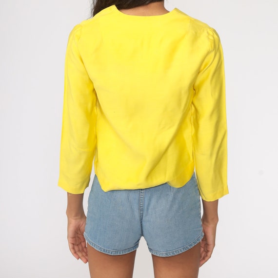 Yellow Blazer 60s Mod Jacket Cropped Button Up Cr… - image 6