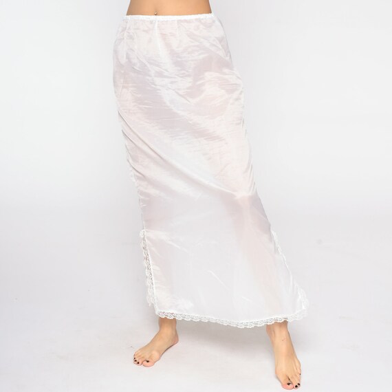 Sheer White Skirt 70s Slip Skirt Hippie Skirt Max… - image 7